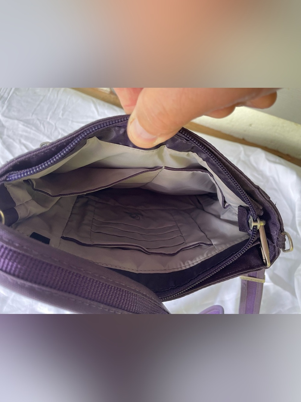 Travelon purple Crossbody Bag with Front Zip Pockets - Picture 5 of 6